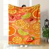 Colorful Citrus and Strawberry Fruit Design Flannel Blanket for Bedroom, Living Room, Sofa, and Nap Sofas