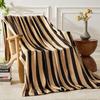FY FIBER HOUSE Striped Flannel Throw Blanket - Soft Cozy Striped Blanket for Couch, Sofa, or Bed - 50"x60", Black Brown, All Season Use