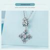 Retro Iris Cross Pendant In S925 Sterling Silver with Platinum-Plated Beads for DIY Jewelry