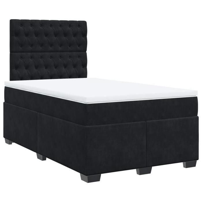 Maison Exclusive - Sommier à lattes de lit avec matelas Noir 120x200 cm Velours