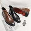 Men Boots Red Sole Handmade Solid Color Lace Up Classic Business Ankle Boots for Men  Fashion Mens Shoes