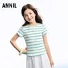 Annil Mädchen Rundhals Kurzarm Strickoberteil