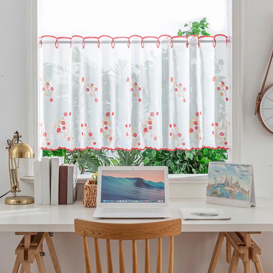 Kort gardin Anti-riv Stark Ljusfiltrering Snabbtorkande Drapereffekt Finbroderi Fönster Gaze Sovrumstillbehör
