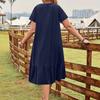 Women's Vintage Pleated V-neck Dress In Color