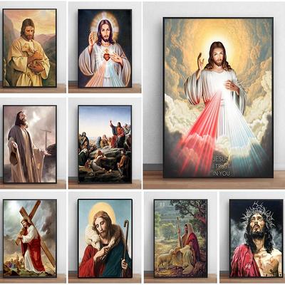 Jesus Leinwandgemälde Wandkunst Poster Druck Christus Religiöse Überzeugung Serie Vintage Bilder Für Zimmer Kirche Heimdekor Rahmenlos