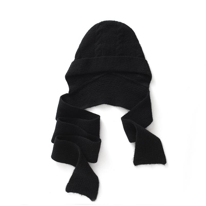 % Cashmere integrated thickened warm hat men's and women's cashmere one-piece scarf hat