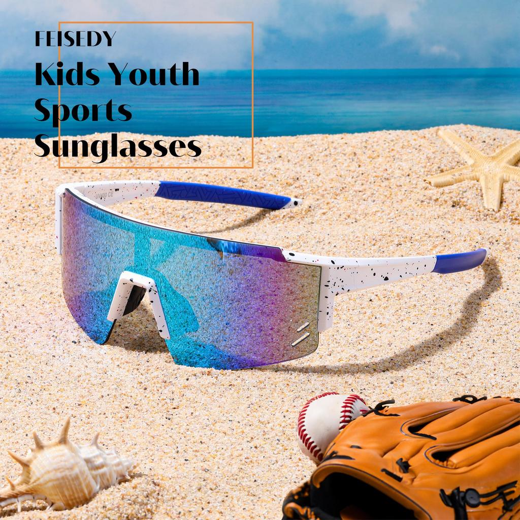 Kids Sports Sunglasses for Children UV400 Ultra Lightweight Sunglasses for Golf Jogging Baseball Bus Fishing Mountaineering Bicycle Cycling UV