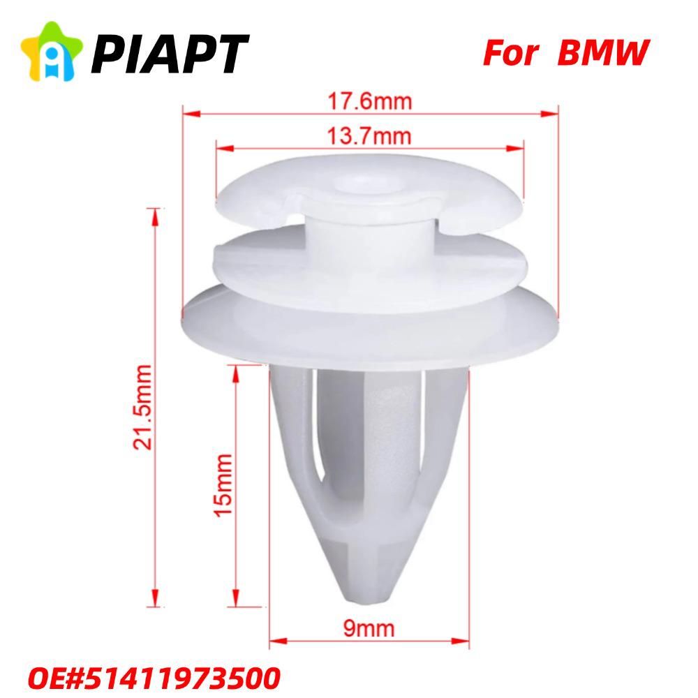 50PCS 9mm White Door Trim Panel Clips for BMW, OE# 51411973500
