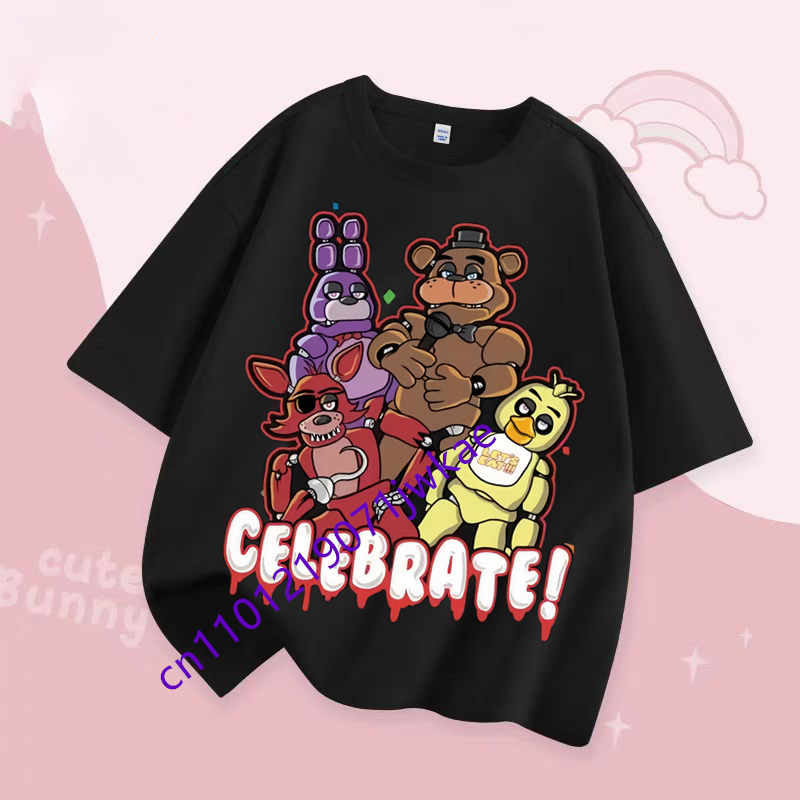 FNAF Prodyšná trička Děti Pět nocí u Freddyho Roztomilý krátký top Kluci Dívky Letní módní tričko Dětské oblečení