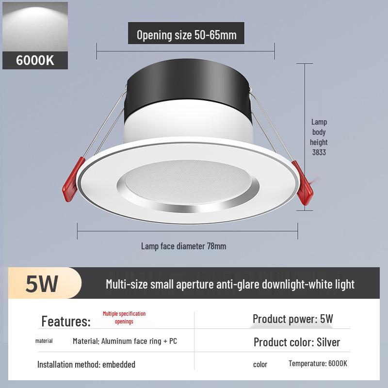 2-Inch Recessed Spotlight: Small Downlight for Ceiling In Living Room, Bullseye Hole Design, Opening Size 55.5cm X 606.5cm