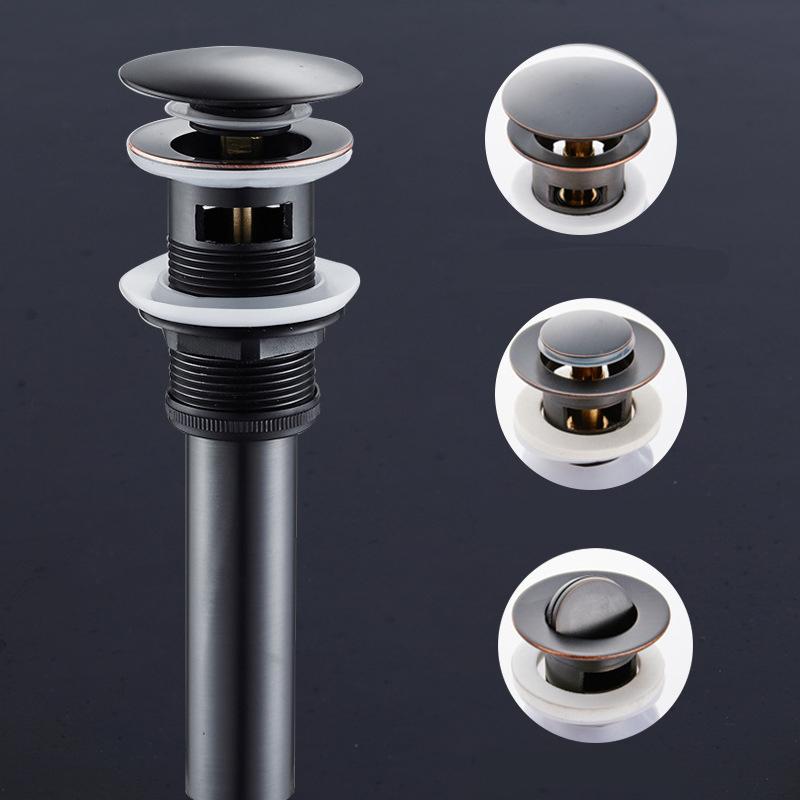 Black Brass Push-Down Pop-Up Basin Faucet Drain Kitchen Faucet Swivel Basin Drain (Black,Brass)