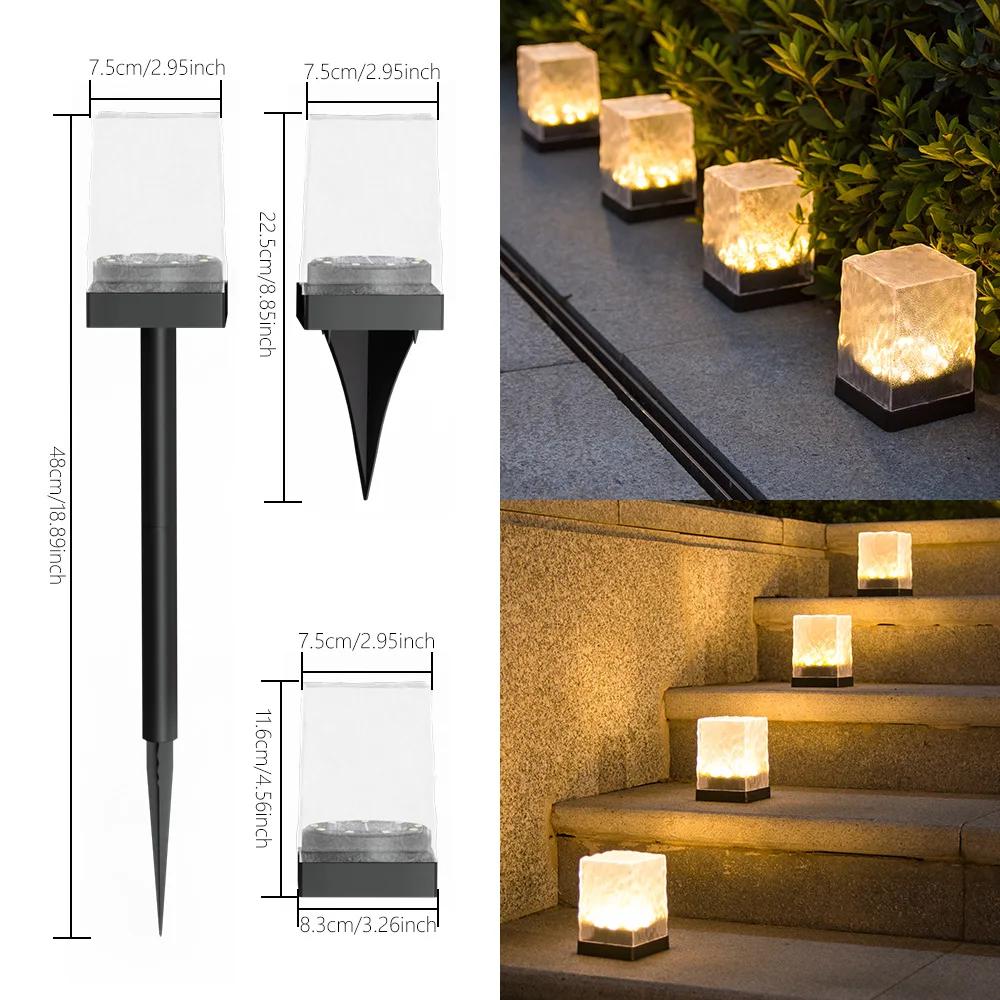 Three-purpose Solar Outdoor Ice Brick Lamp Solar-powered Garden Stake Light-Energy-Efficient,Waterproof Outdoor Lawn Lamp