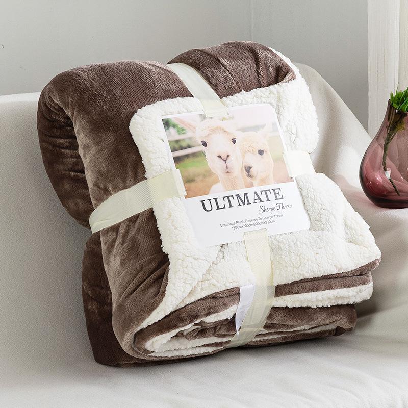 New Double-Layer Thick Lambskin Leisure Blanket for Sofa or Office Nap