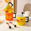 Creative Cute Bear Ceramic Mug Couple Cup Boys and Girls Water Cup Coffee Cup with Spoon Home Breakfast Cup