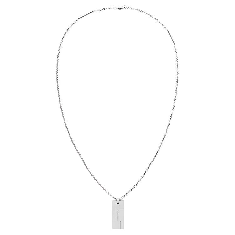 Calvin Klein Stylish Series Charm Trend Lobster Clasp Small Square Tag Necklace Men necklace LX001795 OS,000-Steel