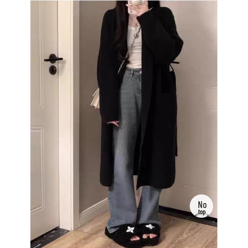 2026 Women's Autumn/Winter Korean-Style Loose Mid-Length Knit Cardigan