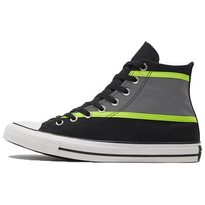Chuck Taylor All Star Hi-Vis Canvas Wrapping Non-Slip Shock Absorbing High-Top Board Shoes Unisex Black, Green and Grey