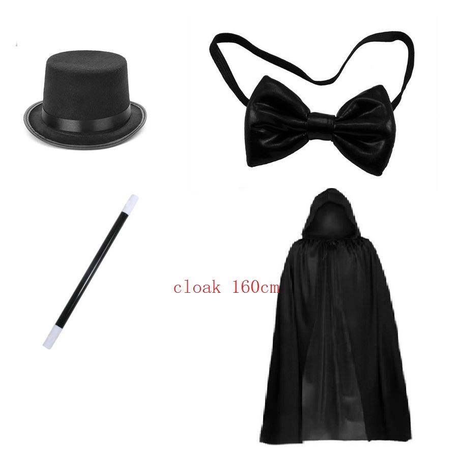 Volwassen Tovenaarskostuum Kinder Speelgoed Set voor Mannen en Vrouwen met Hoge Hoed, Mantel, Toverstaf, Witte Handschoenen voor Tovenaarskunsten Show One Size&Star Wars black