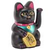 4 Inch Lucky Cat Decor Hand Waving Welcoming Cat for Home Desk Ornament Gift Giving Black