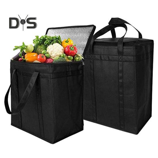Non-woven Portable Thermal Bag Aluminum Foil Collapsible Heavy Duty Waterproof Large Capacity Picnic Food Delivery Insulated Bag