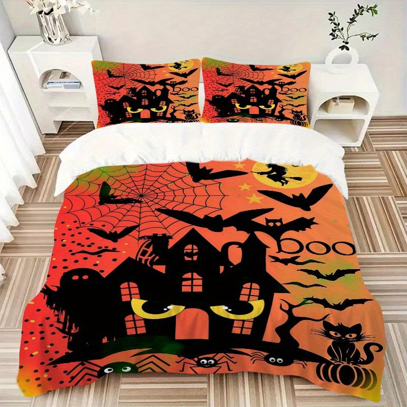 3er-Set Hexen-Halloween-Print-Bezüge Ultraweich, Atmungsaktiv und Bequem Bettwäsche mit Stilvollem Design für Schlafzimmer- und Gästezimmer-Dekoration 1 Bezug