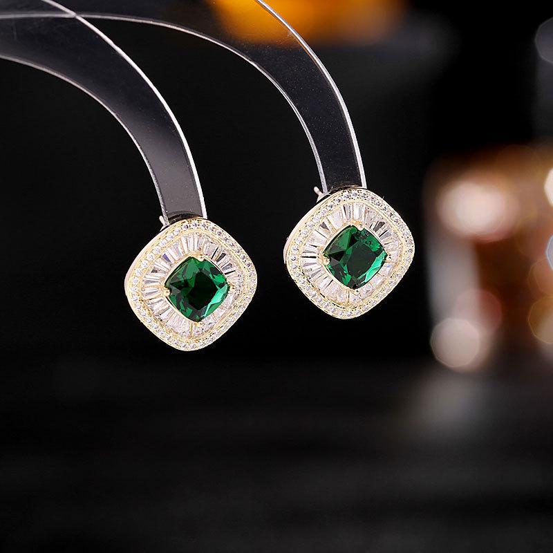 Women's Light Luxury Design Elegant Geometric Square Zircon Earrings Fashionable And Versatile Niche Design Earrings
