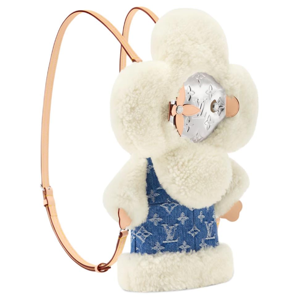 LOUIS VUITTON Vivienne Shearling Backpack Regular Women's White & Blue M26786