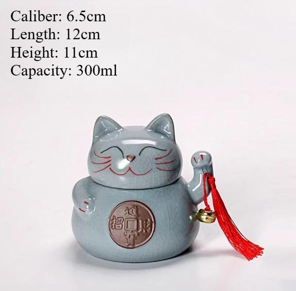 Ceramic Tea Jar Creative Home Cat Moisture-proof Sealed Jar Wealth and Wealth Promotion Ornament Coffee Bean Storage Jars