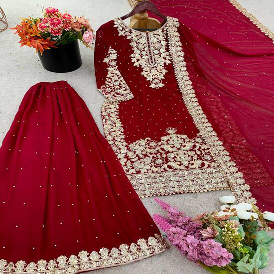 Elegant Coding Embroidered Sequence Work and Moti Work Beautiful Designer Set*
