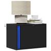 VidaXL Wall-mounted Bedside Tables with LED Lights 2 Pcs Black, Floating Bedside Table, Phone Holder, Table 852092