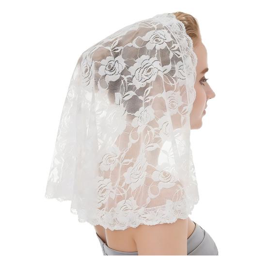 Lace Veil Short Gauze Shoulder-Length Single-Layer Veil with Exquisite Lace Binding Retro Elegant Bridal
