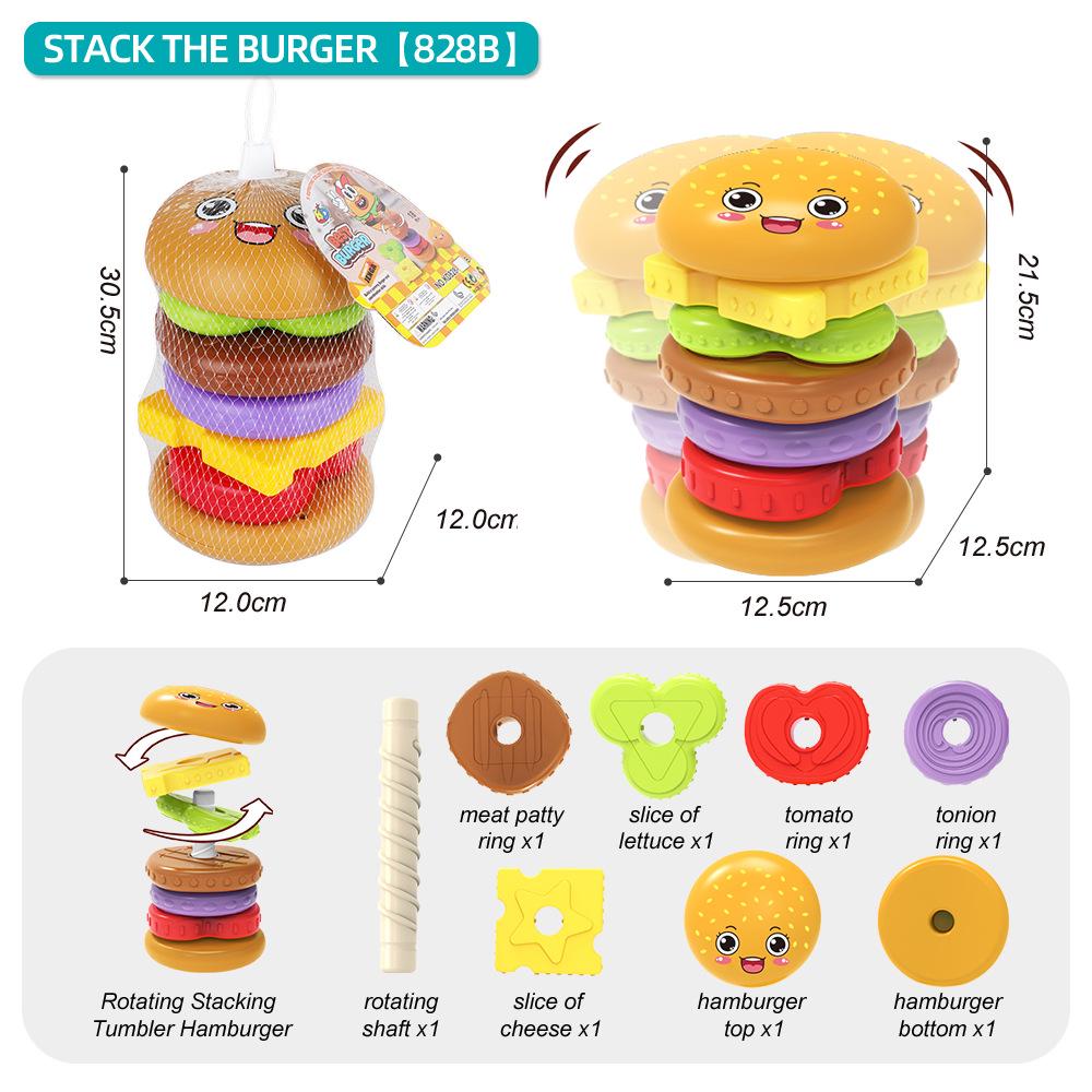 Rotating Hamburger Stacking Toy - Educational Early Learning Gift for Infants and Toddlers