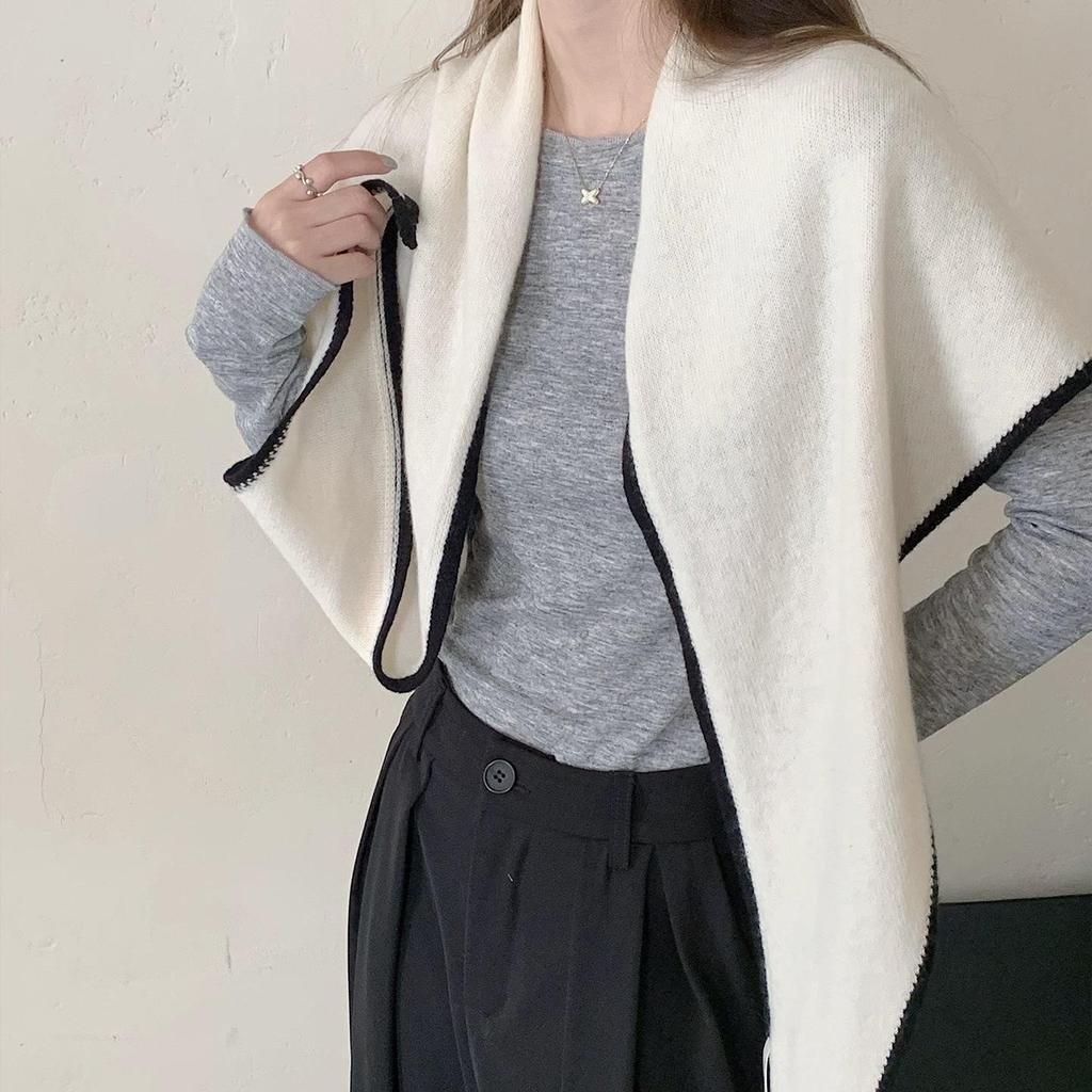 Women's Knitted Triangle Shawl: Warm, Solid Color Neck Protection for Autumn & Winter