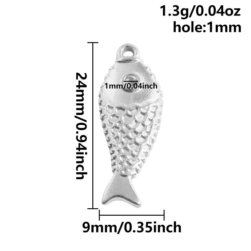 6pcs Different Bone Tail Fish Charm Ocean Animal Pendants Stainless Steel Charms For Jewelry Making Supplies Handmade Materials
