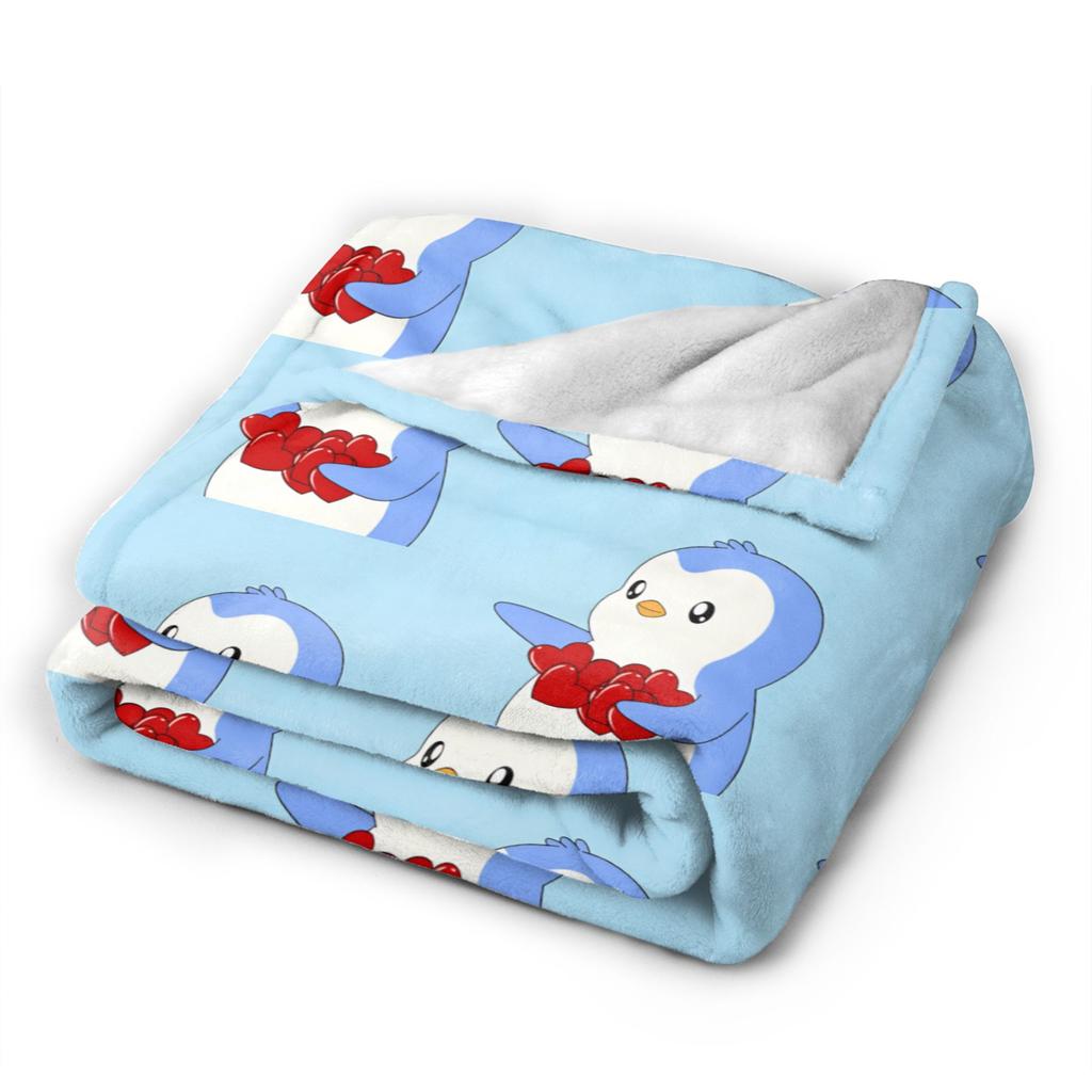 P-Pudgy Penguin Blanket Cute Penguin  Fleece Funny Warm Throw Blankets For Bedding Lounge Textile Decor,