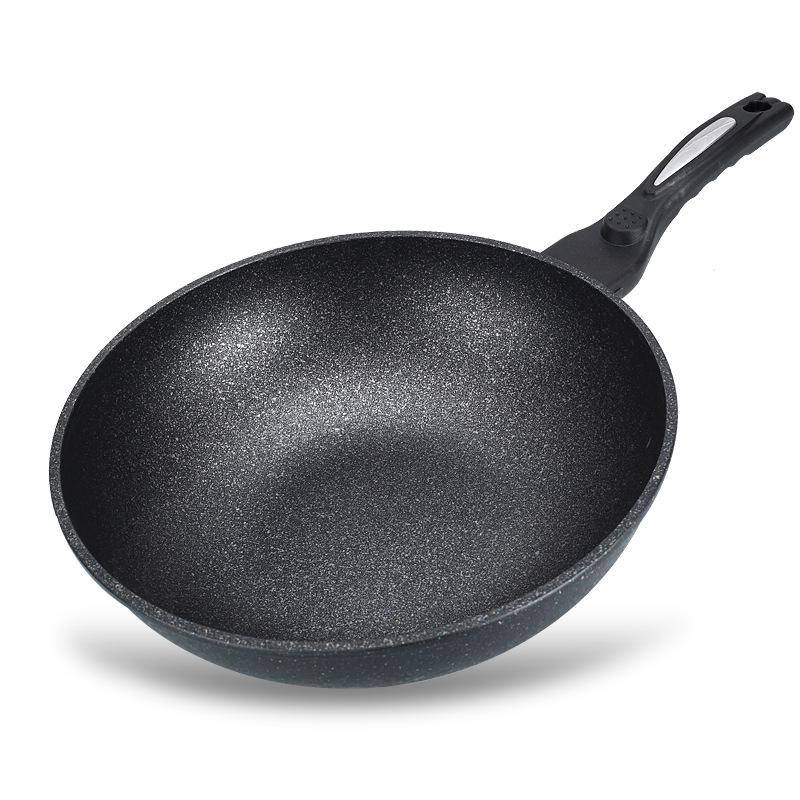 Premium Maifan Stone Non-Stick Wok, Low-Smoke, Flat-Bottom, Universal for Gas & Induction Cooktops, 32CM Stir-Fry Pan.