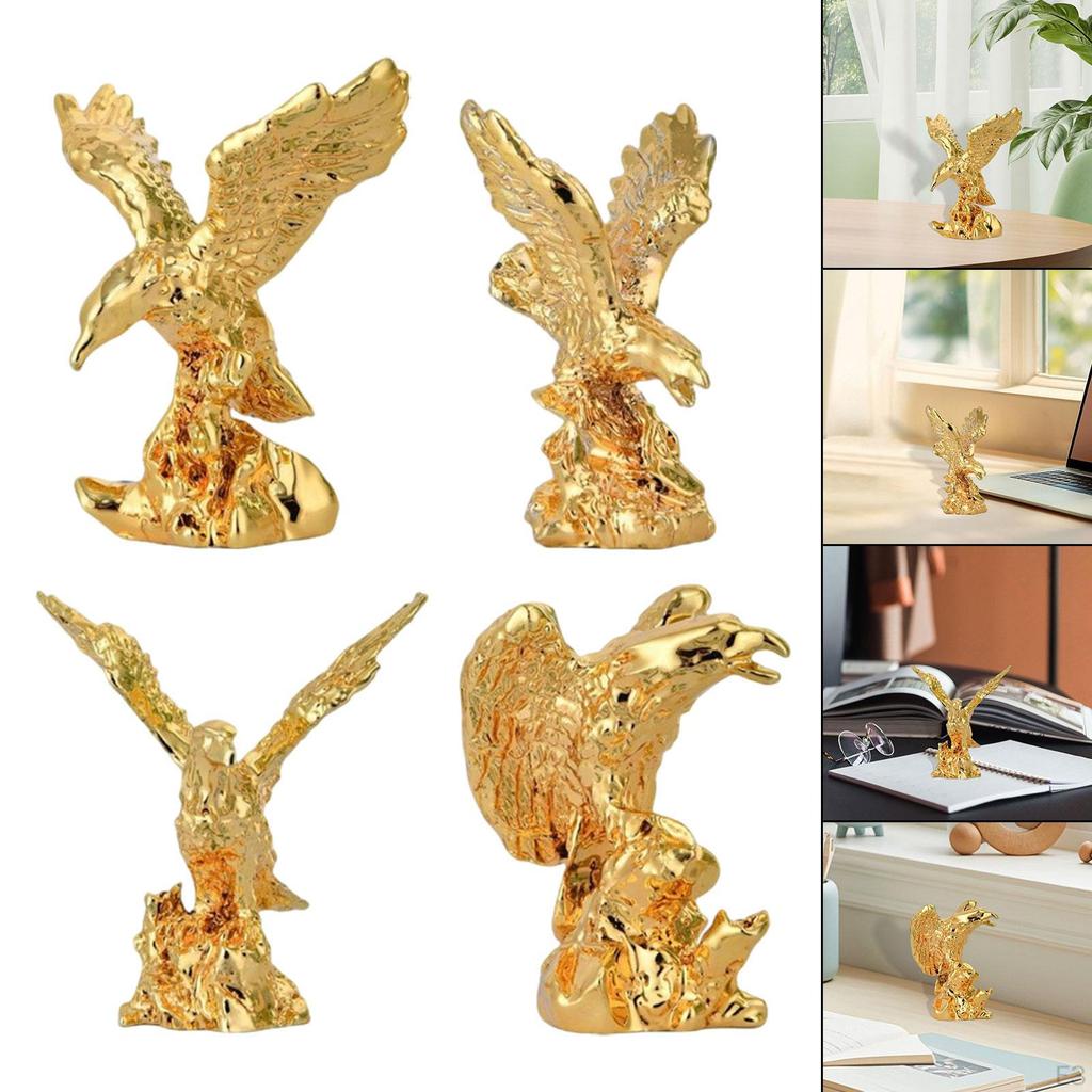 Eagle Statue Animal Figure Resin Sculpture Creative Ornament for Home Office Bookshelf Living Room