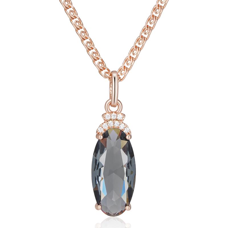 

Серое Большое Овальное Ожерелье-Подвеска для Женщин Тренд Цвет Розового Золота с Натуральным Цирконом Высокое Качество Ежедневные Изысканные Ювелирные Изделия