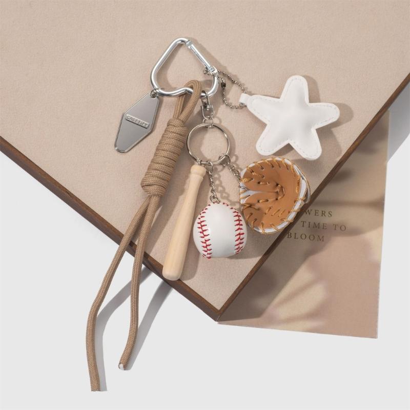 Braided Rope Keychain Star Baseball Bag Pendant Charm Fashion Backpack Accessories for Handbag,Purse Decorations Gifts