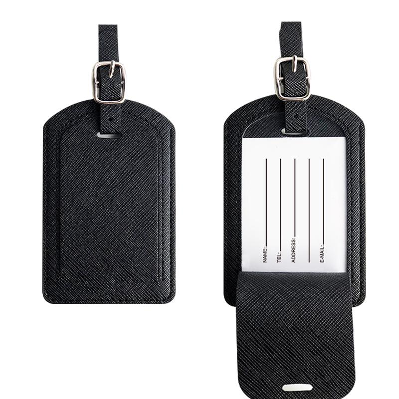 

Бирка для багажа из искусственной кожи с разноцветным крестообразным узором и двухслойной окантовкой