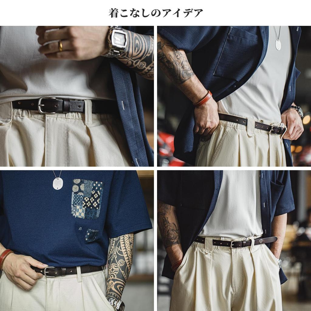 [Maden] MADEN Top Grain Leather Belt for Men. Genuine Leather Belt Made from Cowhide (top Grain Leather), Featuring a Brass Single-needle Button and