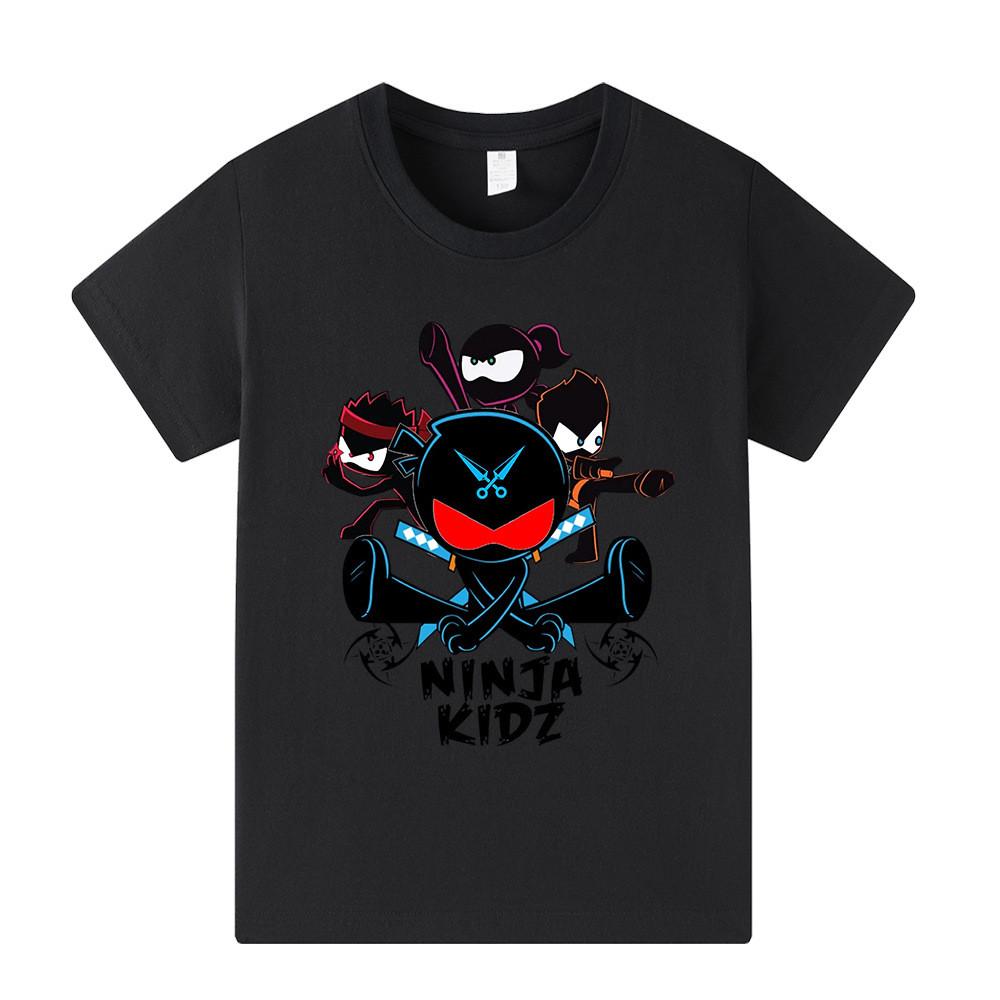 A1170 Kids Boys Girls NINJA KIDZ Print Round Neck Short Sleeves T-shirt 100cm