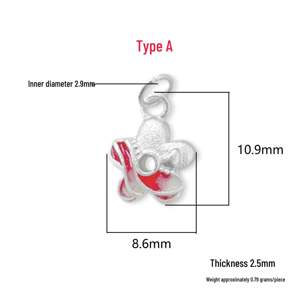 Sterling Silver S999 Colorful Flower Resin Pendant for DIY Jewelry – Necklace, Bracelet, Beading, and Braided Rope Accessories.