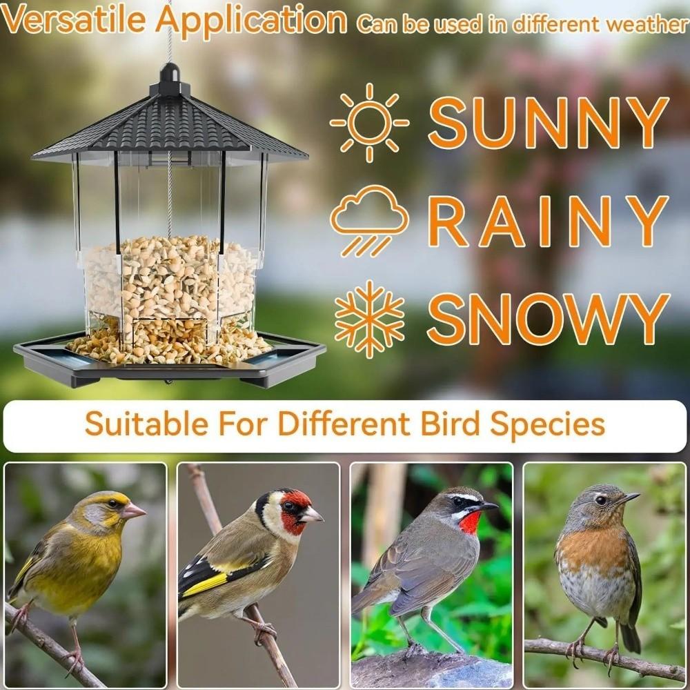 Tower Shape Bird Food Dispenser Transparent Bird Feeding Station Bird Food Container  Backyard