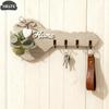 1PCS  Wooden "Home" Key Holder Wall Decor With Heart Embellishments And 4 Hooks - Stylish Modern Party Home Decor