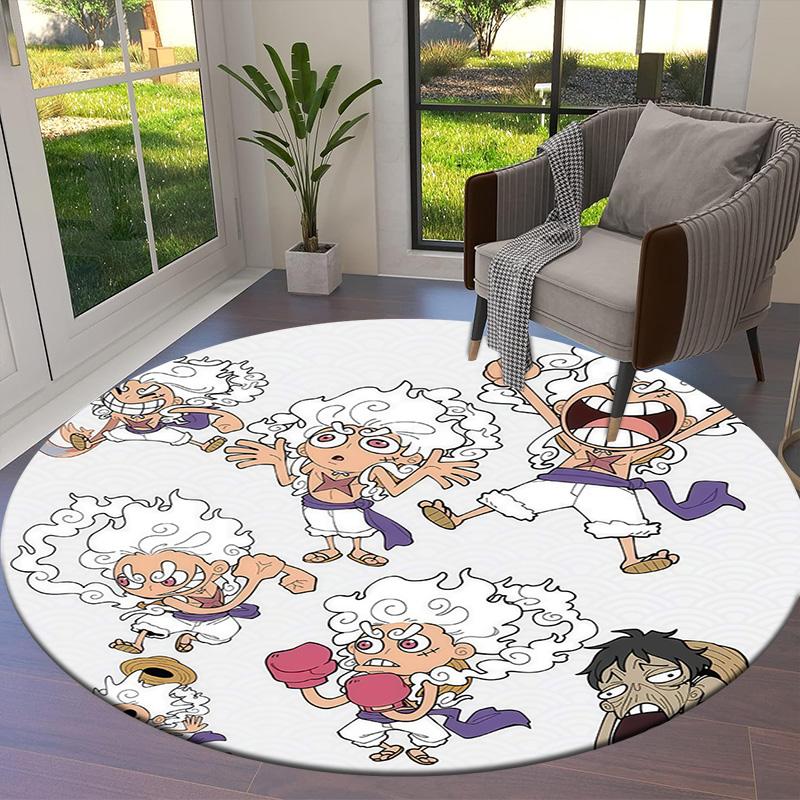 One Piece Gear Round Area Rug Carpet Rug For Living Room Bedroom Sofa Playroom Decor Nonslip Floor Mat