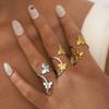 Exquisite Stainless Steel Butterfly Rings Women Irregular Open Rings Simple No Fade Party Holiday Daily Wear Jewelry Accessories