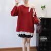 Premium Lace Lace-up Bow Knitted Sweater Top Autumn and Winter New Off-the-shoulder Sweater Pullover Women