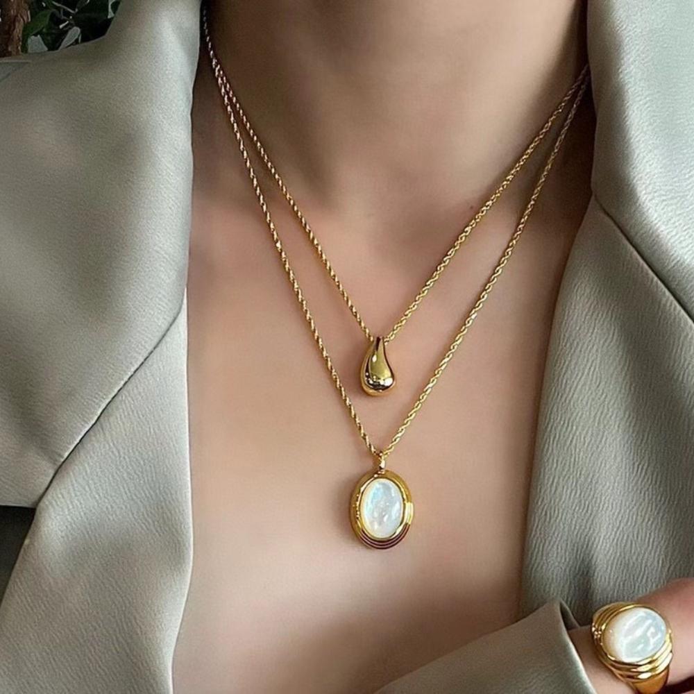 925 Silver Agate Fritillary Necklace Autumn and Winter High-end Necklace