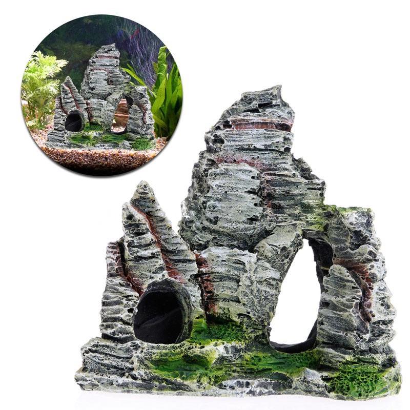 Decorazione Rocciosa in Resina per Acquario: Paesaggio Artificiale di Montagne e Acqua per Acquari